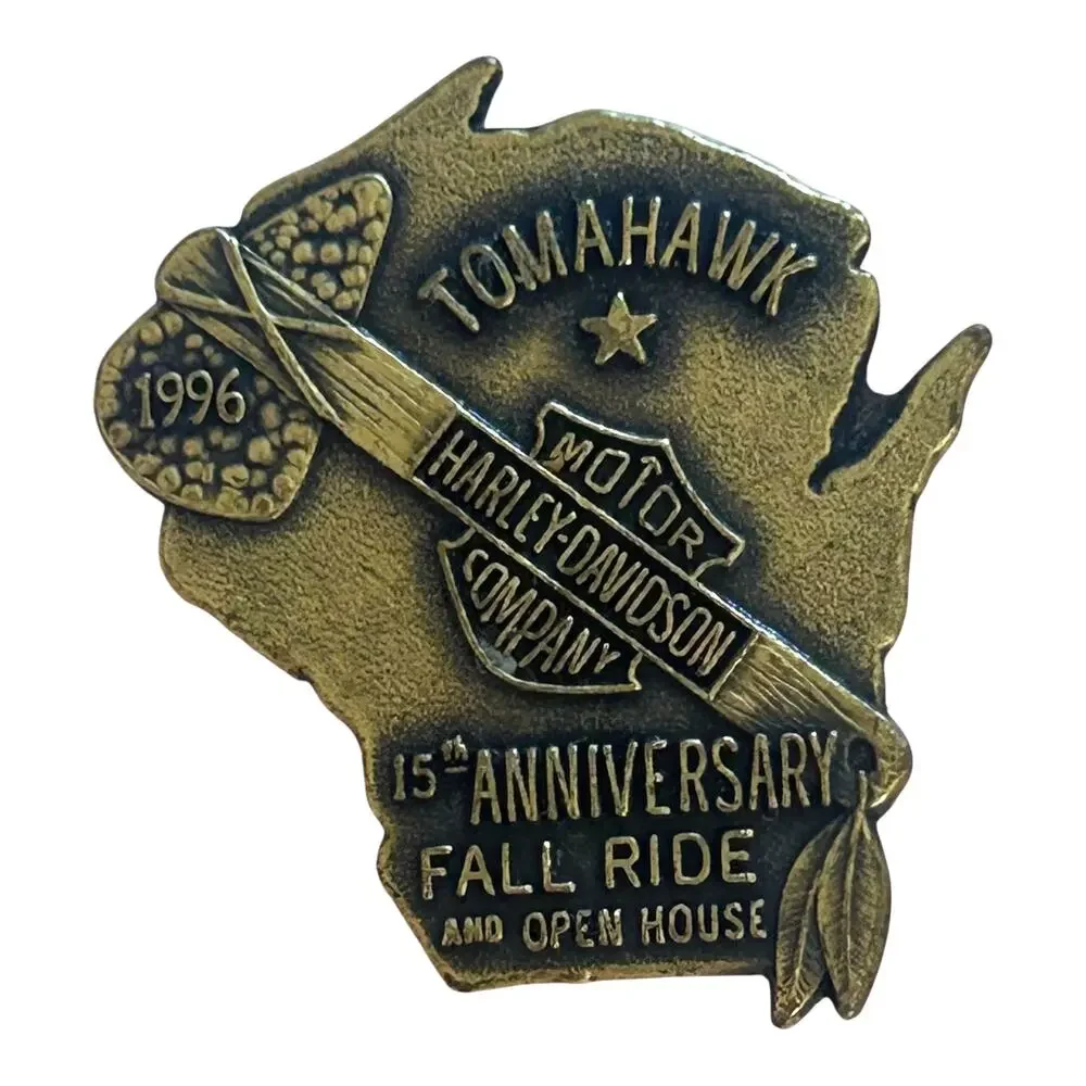 1996 Harley-Davidson Tomahawk WI‎ 15th Anniversary Ride Pin Vintage Collectible